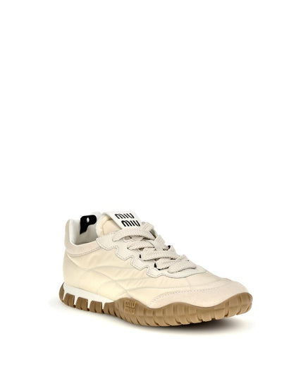 Miu Miu Cream Recycled Polyamide Athletic Sneakers