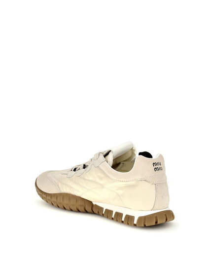 Miu Miu Cream Recycled Polyamide Athletic Sneakers