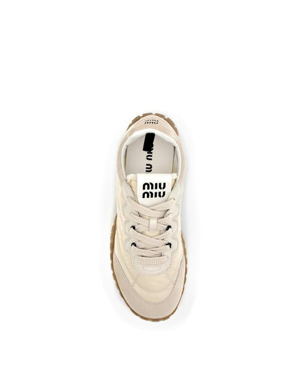 Miu Miu Cream Recycled Polyamide Athletic Sneakers