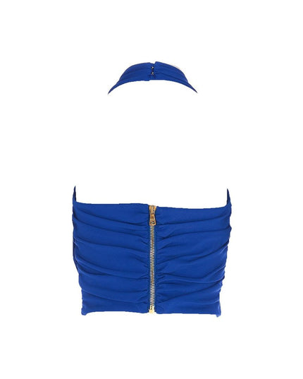 Balmain Blue Elastane Tank Tops