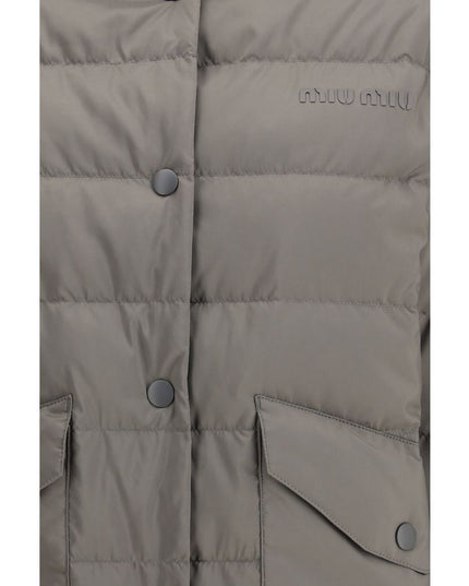 Miu Miu Gray Recycled Polyester Coat