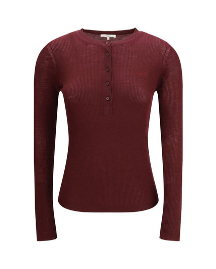 Chloé Bordeaux Wool Long Sleeve T-Shirt