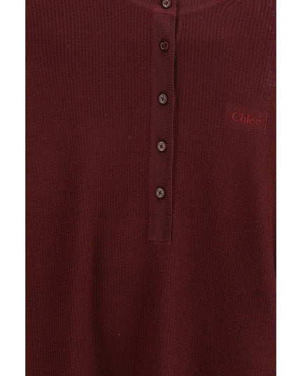 Chloé Bordeaux Wool Long Sleeve T-Shirt