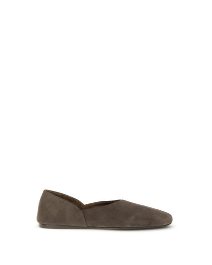 Khaite Brown Calf Leather Bos Taurus Ballet Flats