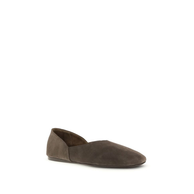 Khaite Brown Calf Leather Bos Taurus Ballet Flats