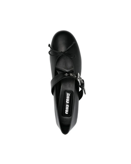 Miu Miu Black Calfskin Mid Heel Pumps