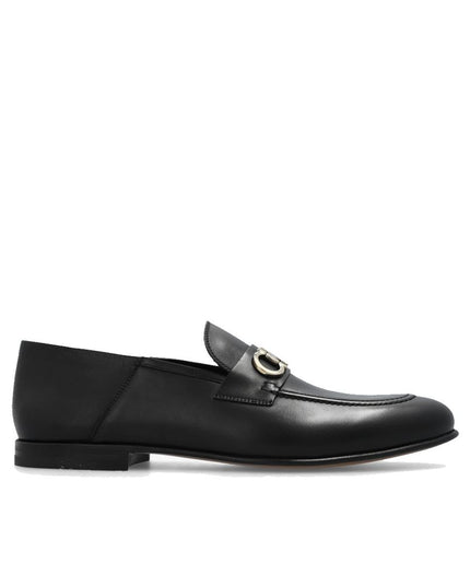 Salvatore Ferragamo Black Calfskin Slip-On Loafers