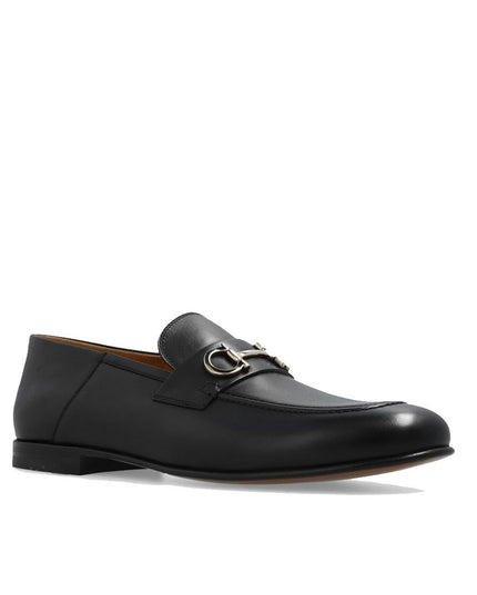 Salvatore Ferragamo Black Calfskin Slip-On Loafers