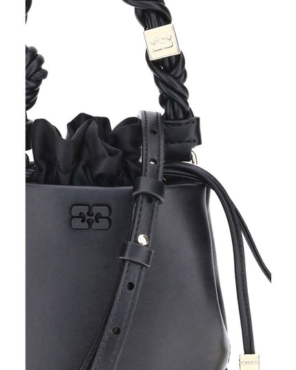 Ganni Black Recycled Leather Backet Bag