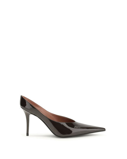 Amina Muaddi Brown Calf Leather Bos Taurus High Heel Pumps