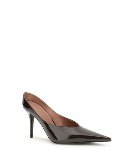 Amina Muaddi Brown Calf Leather Bos Taurus High Heel Pumps