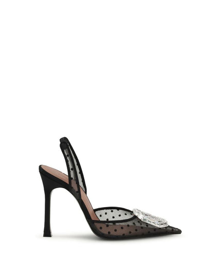 Amina Muaddi Black Silk Pumps