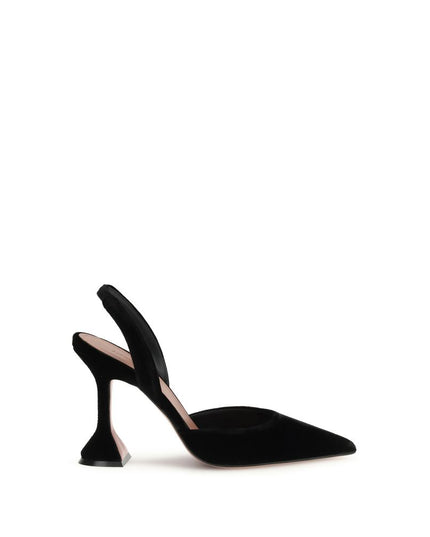 Amina Muaddi Black Rubber High Heel Pumps