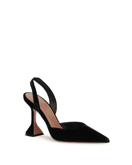 Amina Muaddi Black Rubber High Heel Pumps