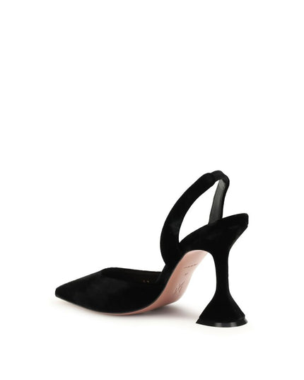 Amina Muaddi Black Rubber High Heel Pumps