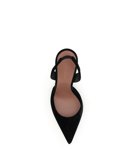 Amina Muaddi Black Rubber High Heel Pumps