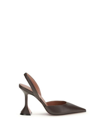 Amina Muaddi Brown Calf Leather Bos Taurus High Heel Pumps