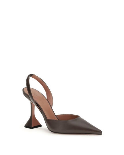 Amina Muaddi Brown Calf Leather Bos Taurus High Heel Pumps