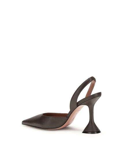 Amina Muaddi Brown Calf Leather Bos Taurus High Heel Pumps