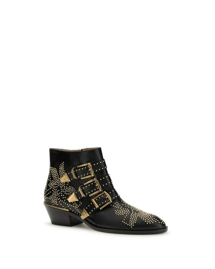 Chloé Black Calf Leather Bos Taurus Lace-Up Boots