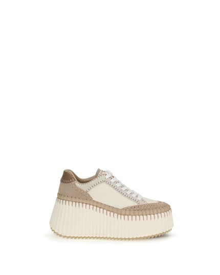 Chloé Cream Calf Leather Bos Taurus Platform Sneakers