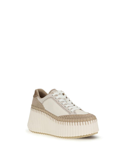 Chloé Cream Calf Leather Bos Taurus Platform Sneakers