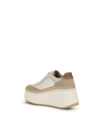 Chloé Cream Calf Leather Bos Taurus Platform Sneakers