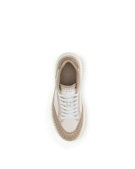 Chloé Cream Calf Leather Bos Taurus Platform Sneakers