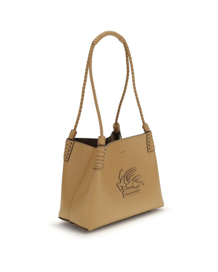 Etro Beige Calf Leather Bos Taurus Shoulder Bag