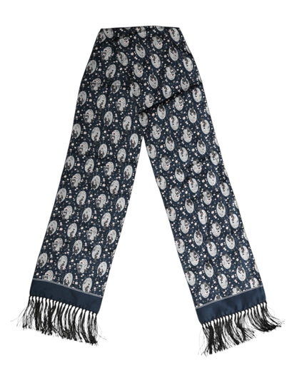 Dolce & Gabbana Navy Blue Silk Neck Wrap Shawl Men Scarf