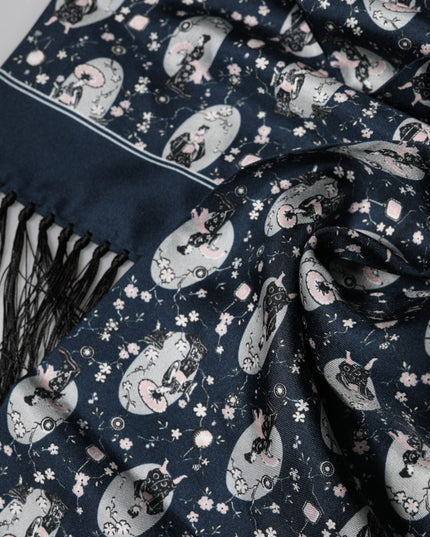 Dolce & Gabbana Navy Blue Silk Neck Wrap Shawl Men Scarf