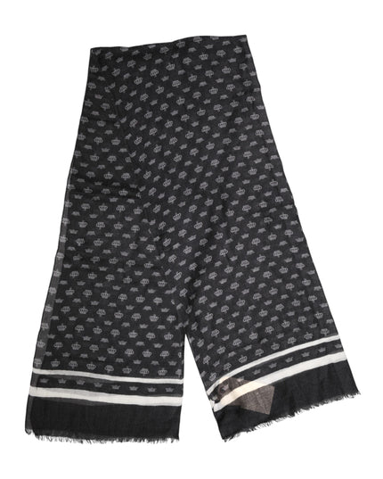 Dolce & Gabbana Black Crown Cashmere Neck Wrap Shawl Scarf