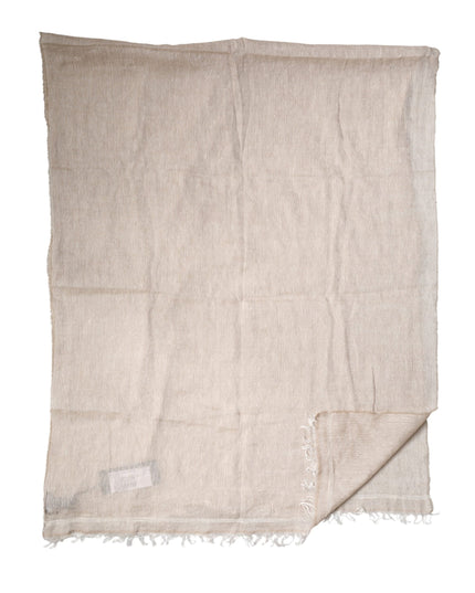 Dolce & Gabbana Beige Linen Neck Wrap Men Shawl Fringe Scarf