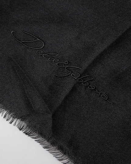 Dolce & Gabbana Black Cashmere Knit Neck Wrap Shawl Scarf