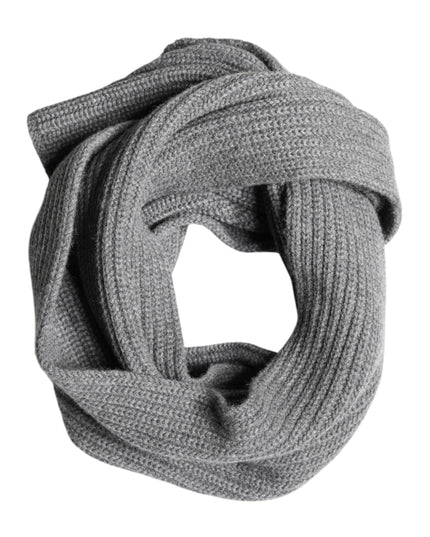 Dolce & Gabbana Gray Cashmere Knit Neck Wrap Shawl Scarf