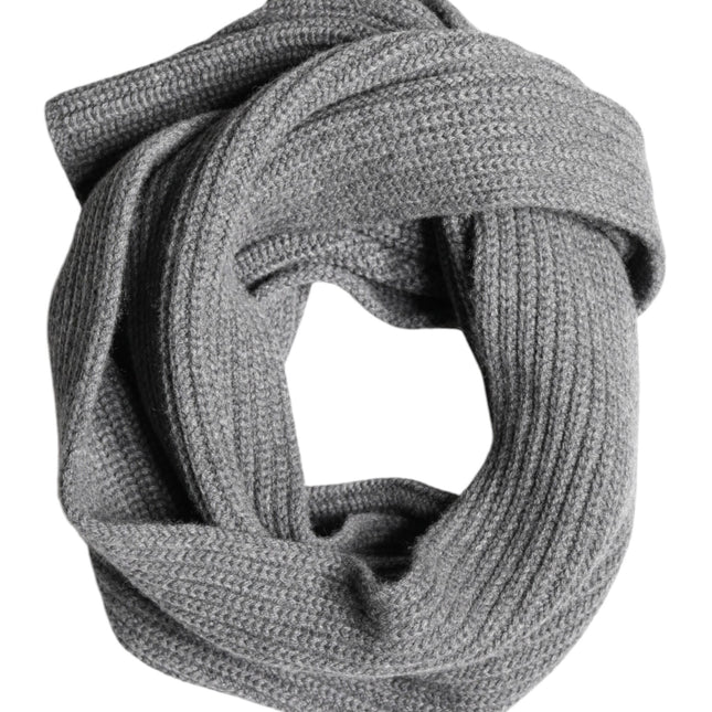 Dolce & Gabbana Gray Cashmere Knit Neck Wrap Shawl Scarf