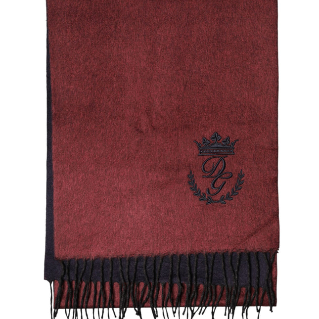 Dolce & Gabbana Maroon Silk Neck Wrap Shawl Fringes  Scarf