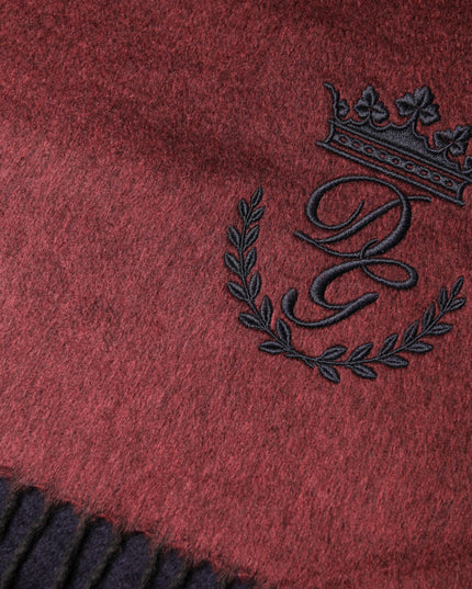 Dolce & Gabbana Maroon Silk Neck Wrap Shawl Fringes  Scarf