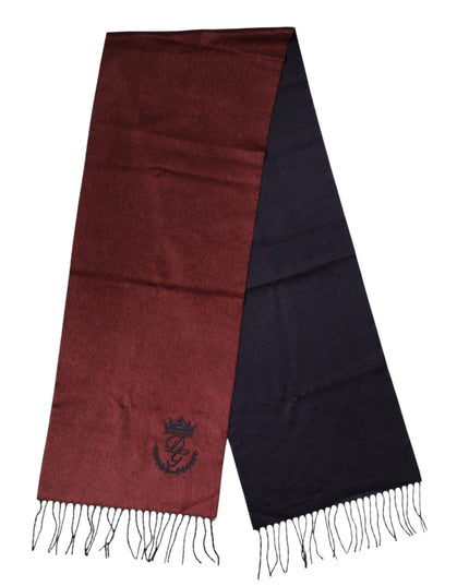 Dolce & Gabbana Maroon Silk Neck Wrap Shawl Fringes  Scarf