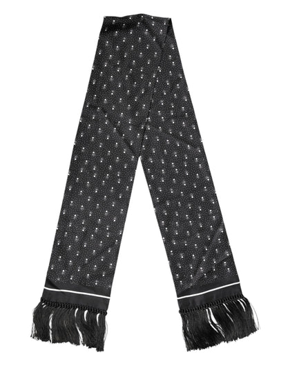 Dolce & Gabbana Black Silk Dotted Men Neck Wrap Shawl Scarf