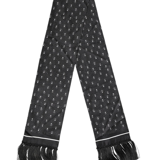 Dolce & Gabbana Black Silk Dotted Men Neck Wrap Shawl Scarf