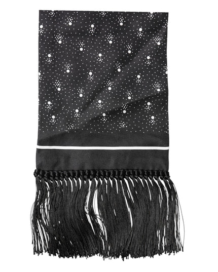 Dolce & Gabbana Black Silk Dotted Men Neck Wrap Shawl Scarf
