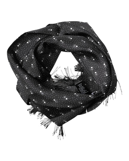 Dolce & Gabbana Black Silk Dotted Men Neck Wrap Shawl Scarf