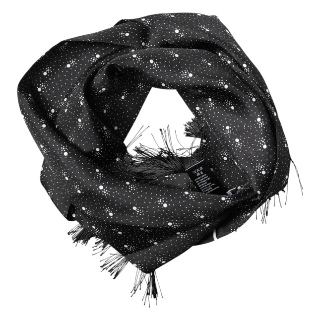 Dolce & Gabbana Black Silk Dotted Men Neck Wrap Shawl Scarf
