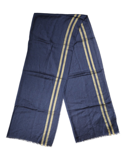 Dolce & Gabbana Blue Cashmere Neck Wrap Shawl Fringes Scarf