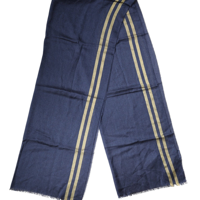 Dolce & Gabbana Blue Cashmere Neck Wrap Shawl Fringes Scarf