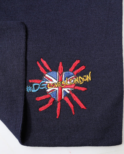 Dolce & Gabbana Blue Wool DG Loves London Neck Wrap Scarf