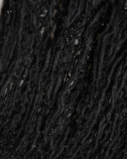 Dolce & Gabbana Black Cashmere Knit Shawl Fringes Scarf