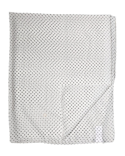 Dolce & Gabbana White Polka Dot Polyester Shawl Scarf