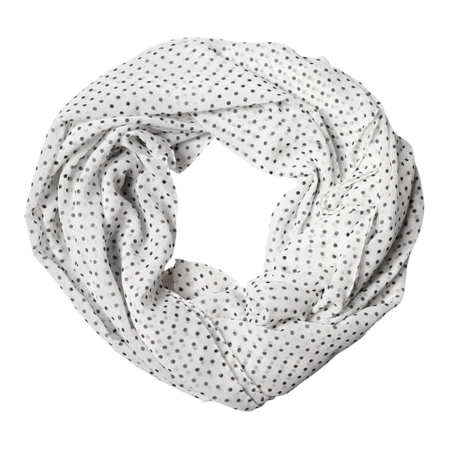 Dolce & Gabbana White Polka Dot Polyester Shawl Scarf